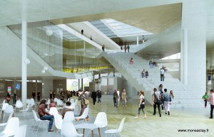 5-7-Le hall de l'Ecole Centrale Paris - lumineux et ouvert l’Ecole Centrale sur le plateau de Saclay